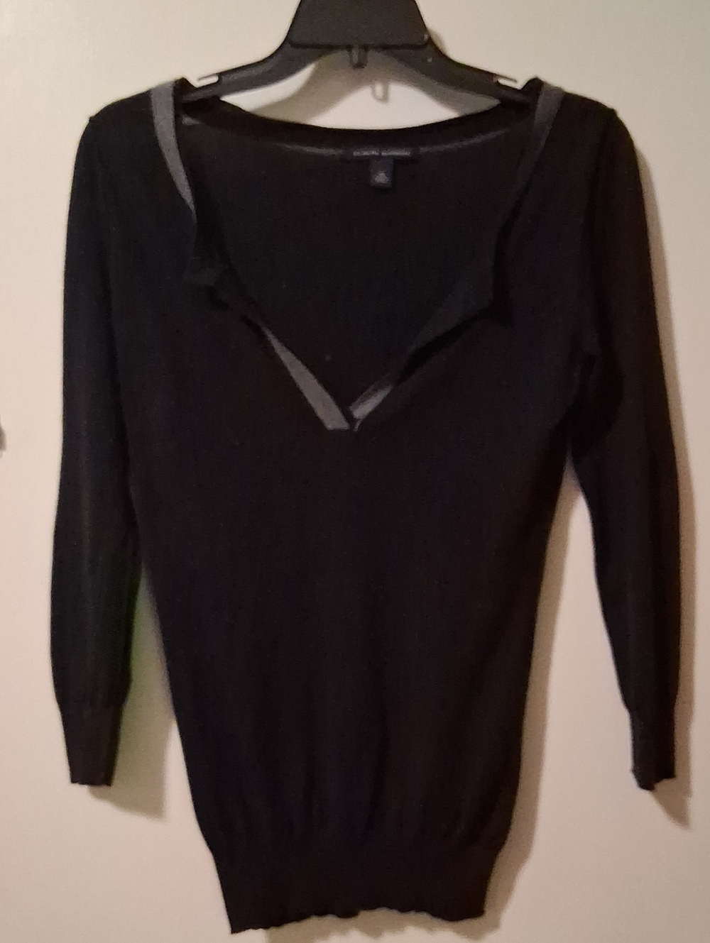 Banana Republic Black Ribbed V-Neck Sweater